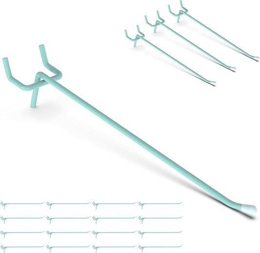 HUHOLE Pegboard Hooks 6 Inch 50PC, Blue Peg Board Hooks, Fit 1/4" or 1/8" Pegboard, Ideal Peg Board Organizer Accessories for Garage Tool Organization, Wall Storage (Blue, 6 Inch)