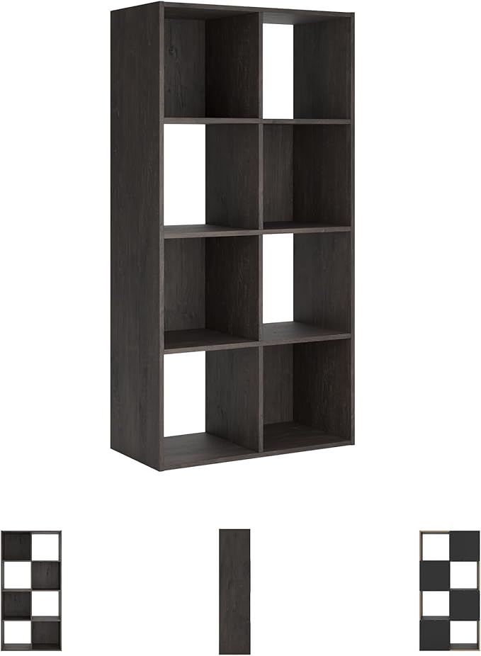 Signature Design by Ashley Piperton 8 Cube Storage Organizer or Bookcase, Charcoal