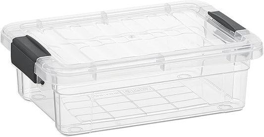 Superio Clear Storage Box with Lid, 4.5 Quart Plastic Container Bins for Organizing, Stackable Crates, BPA Free, Non Toxic, Odor Free, Organizers for Home, Office, School, and Dorm