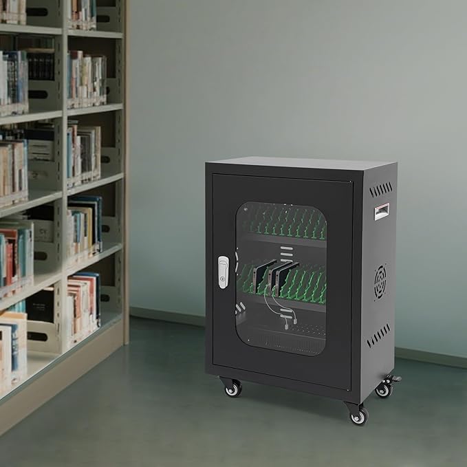 Cell Phone Charging Stations 30 Device Mobile Storage Cart with Wheels & Lock, Rechargeable Mobile Phones Charging Cabinet, Secure Phone Cabinet, for Classroom Office