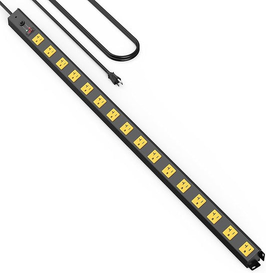 HHSOET 16 Outlet Long Power Strip, 6FT Heavy Duty Power Strip with 4800J Surge Protection, 20a Mountable Wide-Spaced Outlets for Home, Office, Garage & Workshop - ETL Certified