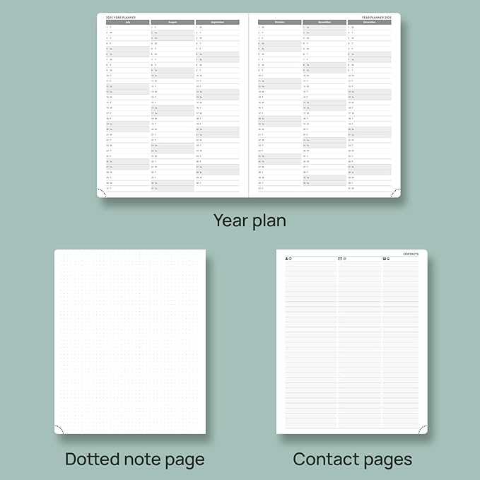 POPRUN Planner 2025-2026 Weekly Notebook (Large 8.5''x 10.5'') Academic Calendar (JUL.25 - JUN.26) Appointment Book with Monthly Tabs, Leather Soft Cover, Inner Pocket, 100 GSM - Cerulean Blue