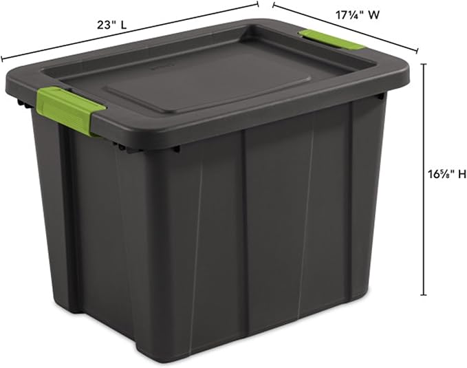 Sterilite 18-Pack Storage Bins with Lids, Heavy Duty Totes, Tuff1, 18 Gallon, Flat Gray