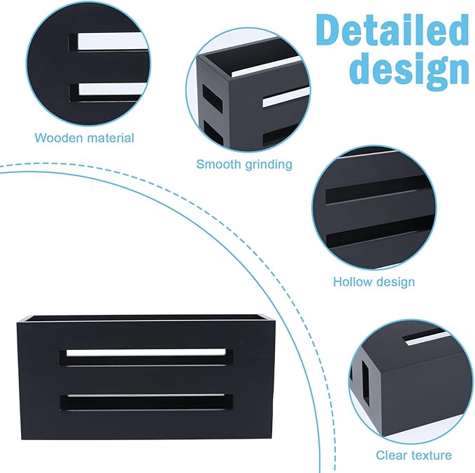 Magazine File Holder, Standing Wooden Magazine Rack, Desk Folder Organizer for Office & Bathroom-Black