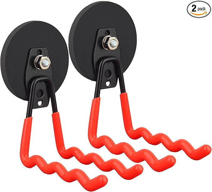 MUTUACTOR 2Packs Large Capability Heavy Duty Magnetic Hooks, Strong Magnet Hooks for Hanging Power Tools, Grill Utensils, Impact Drivers