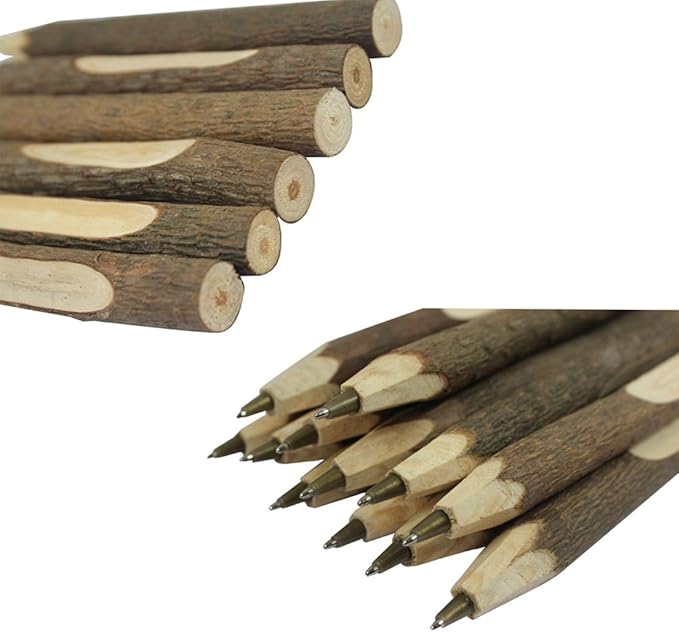 Handmade Wooden Ballpoint Pen Creative Original Ecological Wood Pen Long Style (about 6.7 inches, 17 cm) - 6 pcs