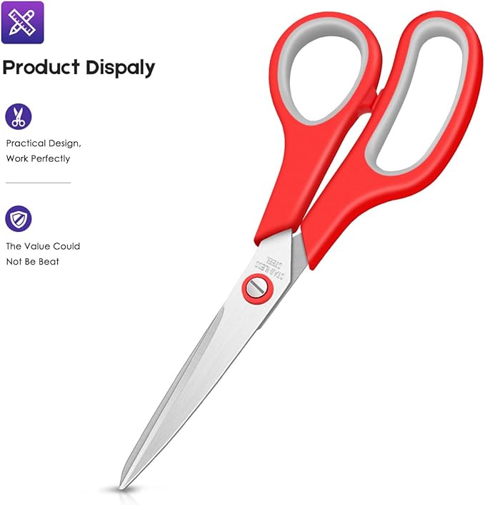 Scissors Bulk 40-Pack, Taotree 8" All Purpose Scissors, Soft Comfort-Grip Stainless Steel Sharp Shears for School Supplies Office Desk Home, Classroom Teacher Sewing Fabric Craft, Right/Left Handed