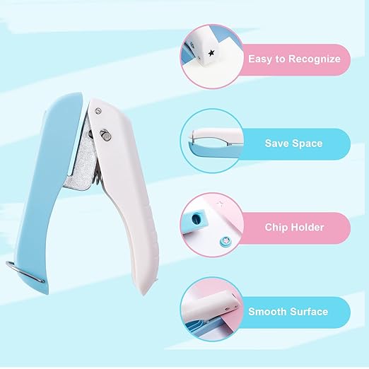 UCEC 3 Pack Paper Craft Hole Punch Shapes, 1/4 Inch Single Hole Puncher for Crafts, Small Handheld Circle Star Hole Punch Heart Hole Punches, 3 Heart Star Hole Puncher for Tags Clothing Ticket