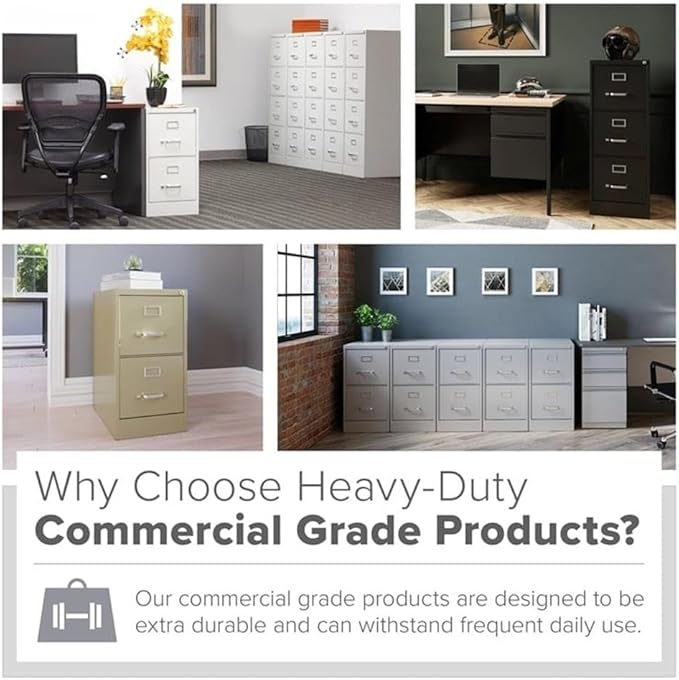 Scranton & Co 4-Drawer 22" Deep Letter Filing Cabinet in Black, Office Commercial Grade, Fully Assembled, Light Gray