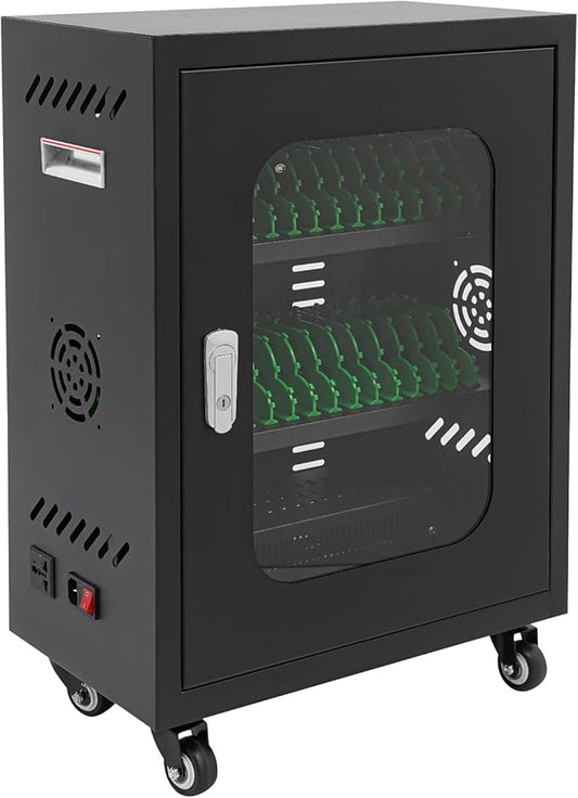 Cell Phone Charging Stations 30 Device Mobile Storage Cart with Wheels & Lock, Rechargeable Mobile Phones Charging Cabinet, Secure Phone Cabinet, for Classroom Office