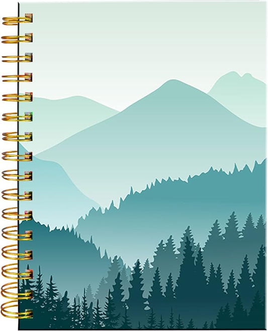 iampanda Spiral Journal Notebook,Strong Twin-Wire Binding with Premium Paper for Girl Women,60 Sheets A5 College Ruled Notebook/Journal,Perfect for School Office Home Gifts,Beautiful Green Mountain