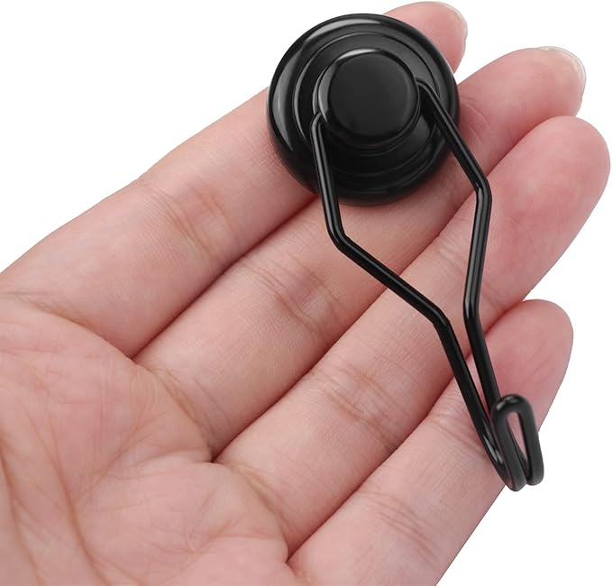 MIKEDE Black Magnetic Hooks Heavy Duty, 80 lb+ Strong Swivel Swing Neodymium Magnetic Hooks for Hanging, Strong Magnet Hanger for Cruise Cabins, Locker, Toolbox, Home, Kitchen - Pack of 10