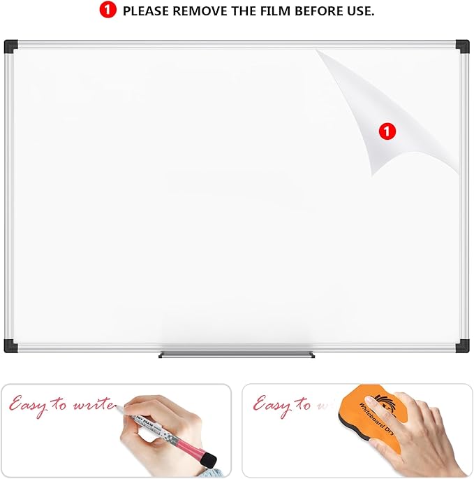 XBoard Whiteboard 48 x 36 Inch, Magnetic Dry Erase Board with Aluminium Frame & Marker Tray 4' x 3' | Wall Mounted Magnetic White Board for Home School Office