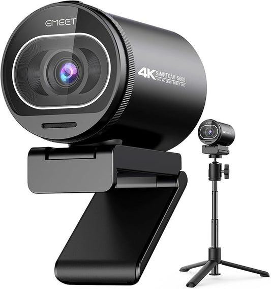 EMEET S600 4K Webcam with Tripod for Streaming - Sony 1/2.5'' Sensor, PDAF Autofocus, 1080P@60FPS, 2 Noise Reduction Mics, Built-in Privacy Cover, 73° FOV, Streaming Webcam for Product/Game/Beauty