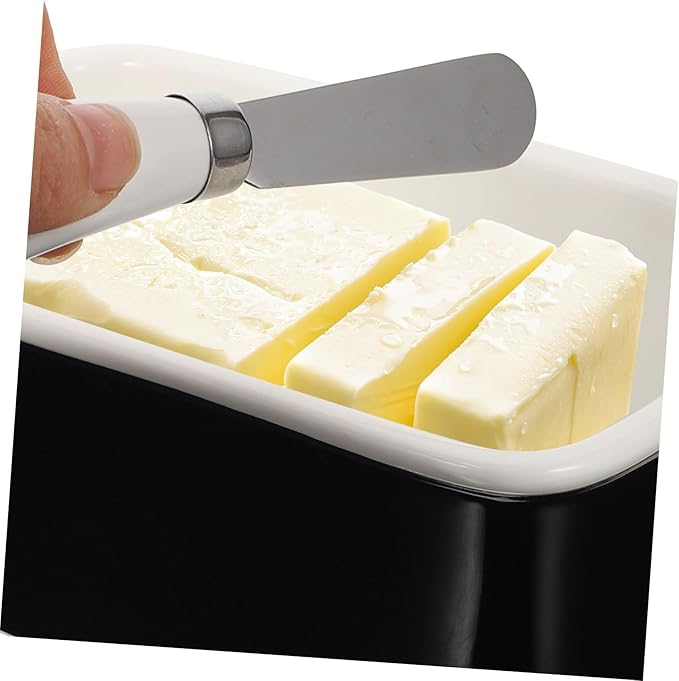 Healifty Ceramic Butter Box with Cutter Airtight Lid Butter Keeper Container for Kitchen Preservation