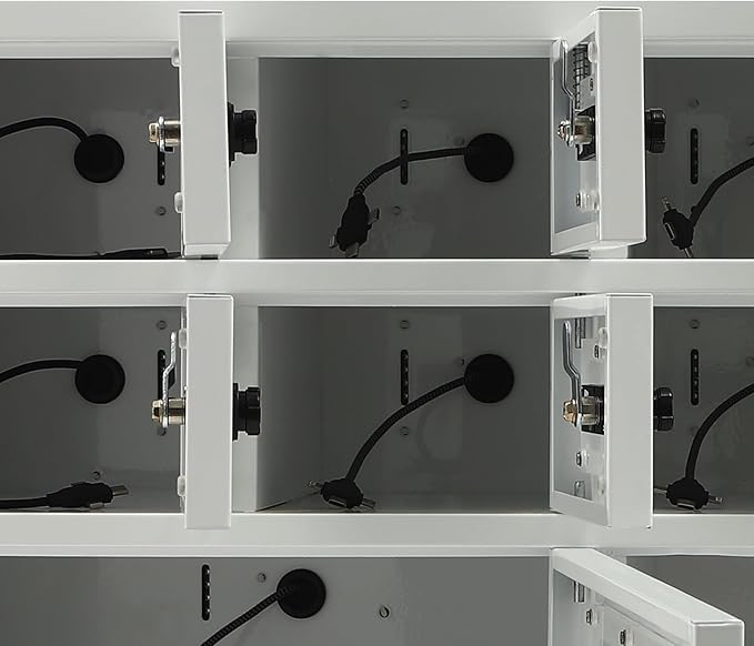 10 Slots Cell Phone Locker Charging Station & Locker Cellphone Charging Station Cabinet with Combination Lock, Tablet Computer and Mobile Phone Charging Station with 3 in 1 Charging Ports