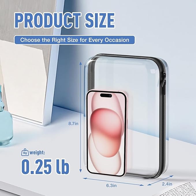 4Pcs Clear Hard Shell Zipper Case, BIiss Plastic Bins for Organizing, Clear Zipper Pouches Makeup Case & Lidded Storage Bins Organizer for Storage Cosmetics, Puzzles, 8.7 x 6.3 x 2.4 Inch