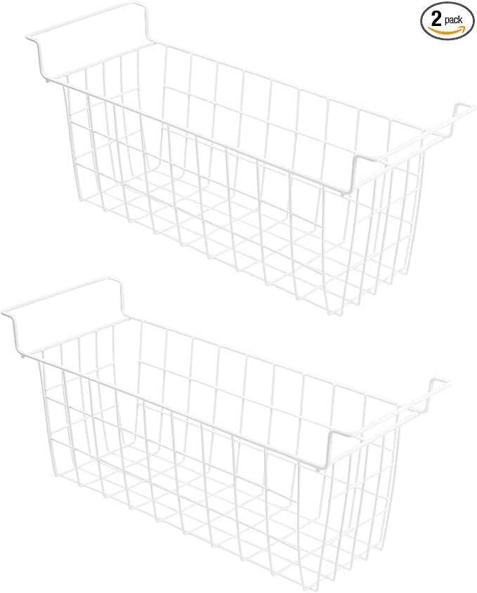 Chest Freezer Baskets 20.5 Inch, Chest Freezer Organizer Bins Metal Wire Storage Baskets with Hanging Handles for Deep Freezer, Set of 2