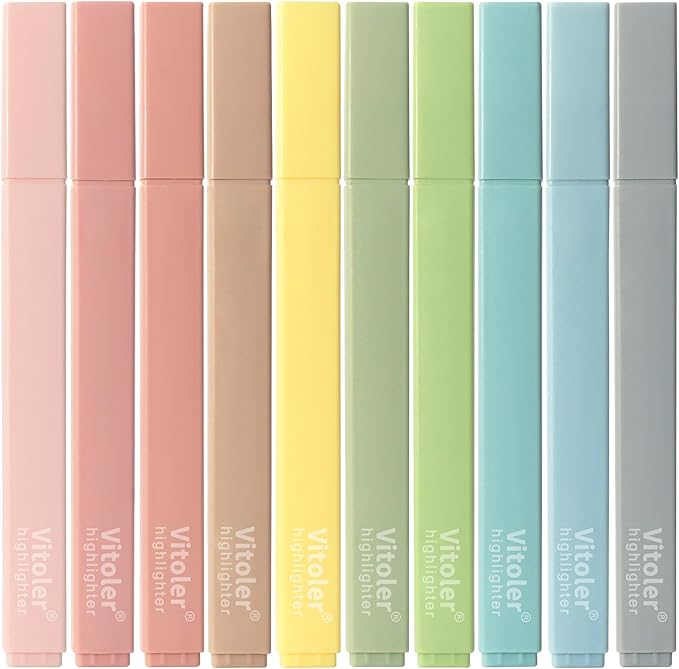 Highlighters Assorted Colors,10Pcs Bible Highlighters and Pens No Bleed, Assorted Colors, Pastel Set, Cute Marker Pens