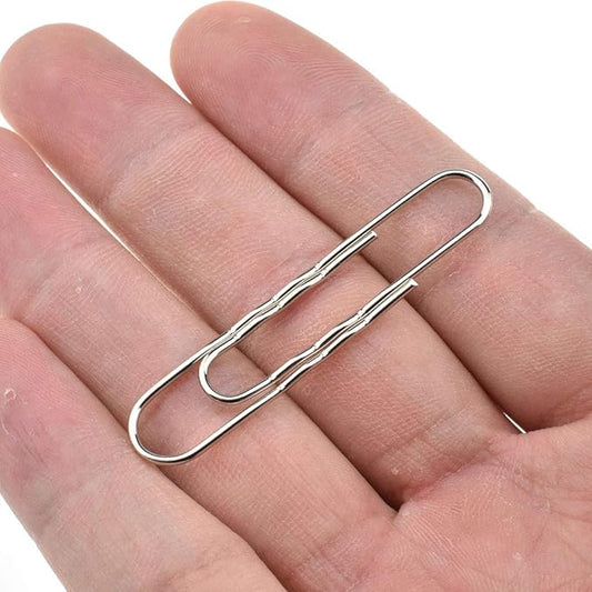 HAHIYO Paperclips Nonskid New Upgrade No Paper Scratch Large 2” Length Paper Clips with Curve Non Skid Heavy Duty Tight Grip Thick Rust Proof Reusable Metal Bright Silver for Home Office 90 Pack