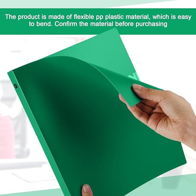 Henoyso 16 Pcs 3 Ring Binder 1/2'' Round Fits Letter Size 8. 5'' x 11'' Paper Plastic Flexible Binder Holds 100 Sheets with 1 Pockets Versatile Organizer for Office Home School (Green)