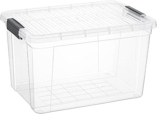 Superio Clear Storage Box with Lid, 14.25 Quart Plastic Container Bins for Organizing, Stackable Crates, BPA Free, Non Toxic, Odor Free, Organizers for Home, Office, School, and Dorm