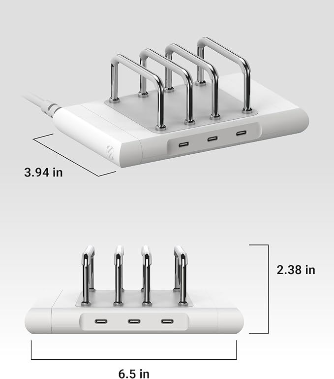 Scosche BL2MD BaseLynx™ 2.0 Vert, 60W USB-C Vertical Charging Station for Multiple Devices, Charger Organizer with 3 PD Fast Charge Ports, Modular System Compatible with Apple iPhone & iPad, White