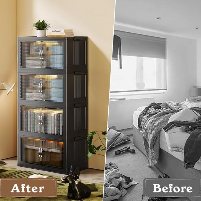 SAILUN 109Gal/434Qt Stackable Storage Bins Folding Collapsible Storage Bins with Lid, Closet Organizers and Storage