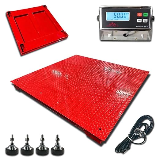 Liberty LS-700-4X6 Heavy Duty General Purpose Floor Scale | 48" x 72" | Capacity of 1000 lbs x 0.2 lb + Red