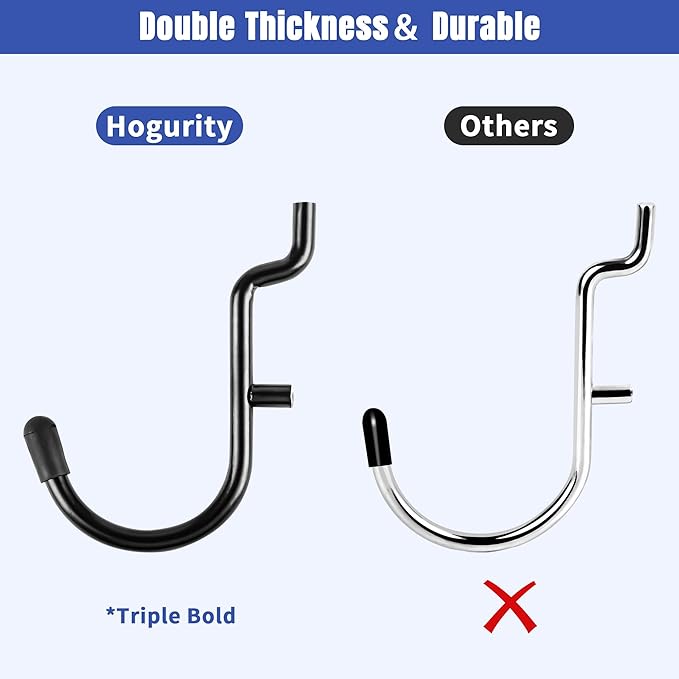 196 PCS Extra Thick 1/4" Pegboard Hooks Set, Heavy Duty Peg Board for Hanging Storage, Black Metal Pegboard Accessories with Pegboard Bins for Garage Wall Organizer