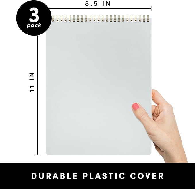 PAPERAGE Top Bound Spiral Notebook, 3 Pack, Lined Notepad, (Lavender/Blush/Light Grey), 70 Sheets (140 Pages) Per Notebook, Wide/Legal Ruled, 8.5 inches x 11 inches