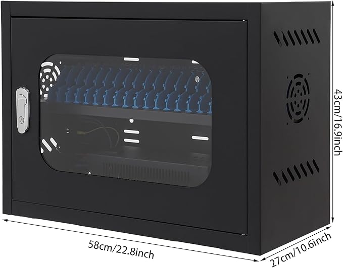 20-Device Charging Station, 200W USB Cell Phone Charge Stations, Tabletop Wall-Mount Charging Cabinet for for ＜8'' Size Cellphones & Tablet Computers