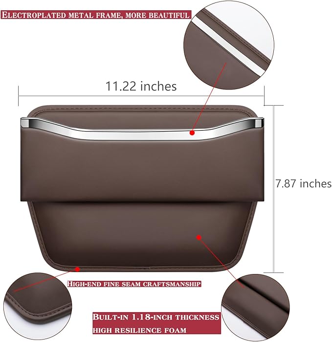 HOLDCY Car Seat Gap Filler Organizer - Leather Console Side Pocket Seat Storage - Stylish and Practical Car Accessories for Cars,SUV,Truck (Brown - 2 Pack)