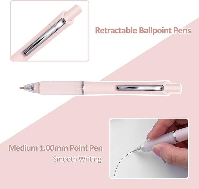 Ball Point Pen Black Ink Ballpoint Pens with Super Soft Grip Medium Point 1.0mm Office Pens (6 pack)