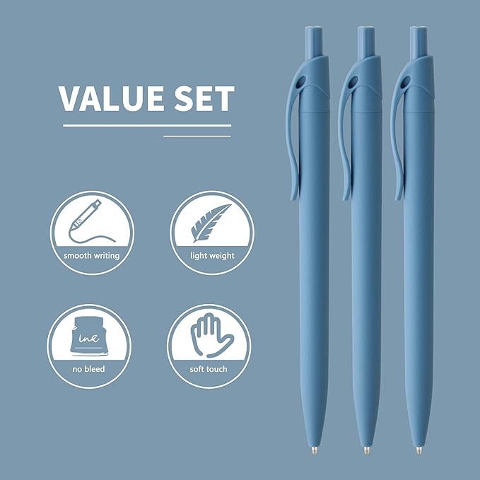 deegtran Pens Bulk, 50 Pack No Bleed Click Pens, Wholesale Retractable Ballpoint Pens, Pen Medium Point, Smooth Ink Pen, 1.0MM Blue Ink
