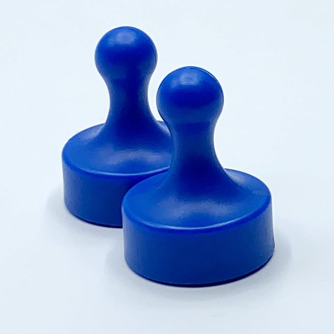 GLASSBOARD STUDIO Powerful Neodymium Magnets, Pawn-Shaped - Strong Fridge/Refrigerator and Whiteboard Magnet, Ideal for Office, Kitchen, Crafts - Rare Earth, Heavy Duty (2, Blue)