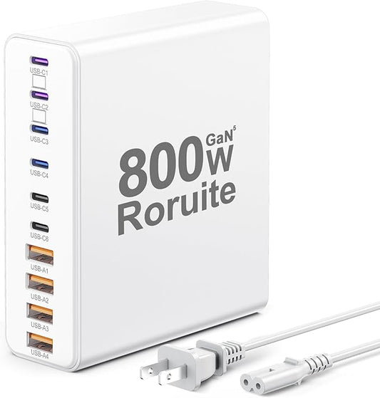 800W USB Charging Station, 120W PD GaN5 Super Fast USB C Charger Block-10 Port, Type C for PC Laptop MacBook Pro/Air Charger Compatible with iPhone 17 16 15 14 13 12 Pro Max, iPad, Galaxy
