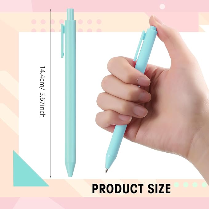 Teling 100 Pcs Ballpoint Pens Retractable Comfortable Cute Stylish Writing Pens in Medium Point 1.0 mm for Office Supplies(Light Blue)