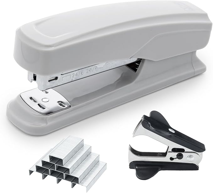 M&G Desktop Stapler with 25 Sheet Capacity, Two Binding Modes, Basic Stapler Set with 1000 Staples and Remover, Durable Staplers for Office School Home (Grey)
