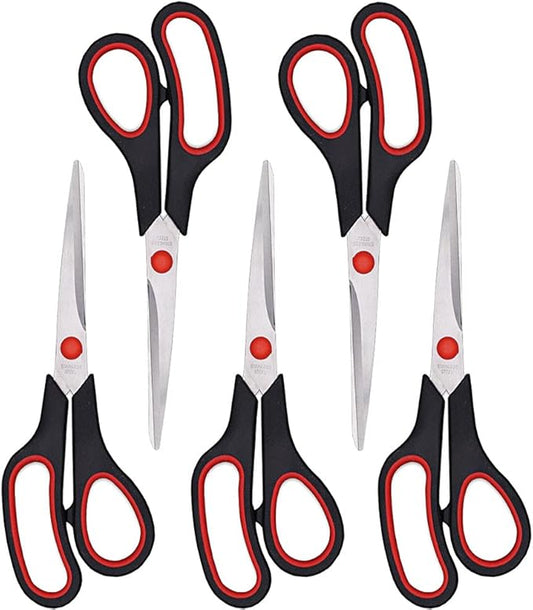 Scissors, Multipurpose office Scissors,8.5 Inch Ultra Sharp Shears, Comfort-Grip Handles Household scissors，Sturdy Sharp Craft Supplies - Pack of 5, Right/Left Hande