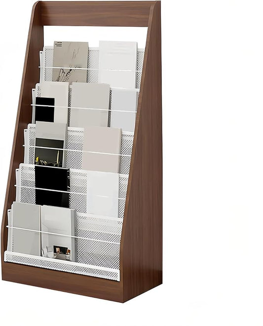 Brochure Display Rack,4 Layer Floor-Standing Magazine Rack,Literature Newspaper Catalog Display Holder With,Book Display Rack for Exhibitions, Shopping Malls, Hospitals, Offices,Family