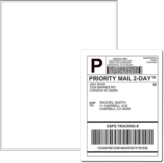 Full Sheet Sticker Paper for Laser & Ink Jet Printers, 8.5" x 11" Full Sheet Address Shipping Label, 1000 Sheets 1000 Labels