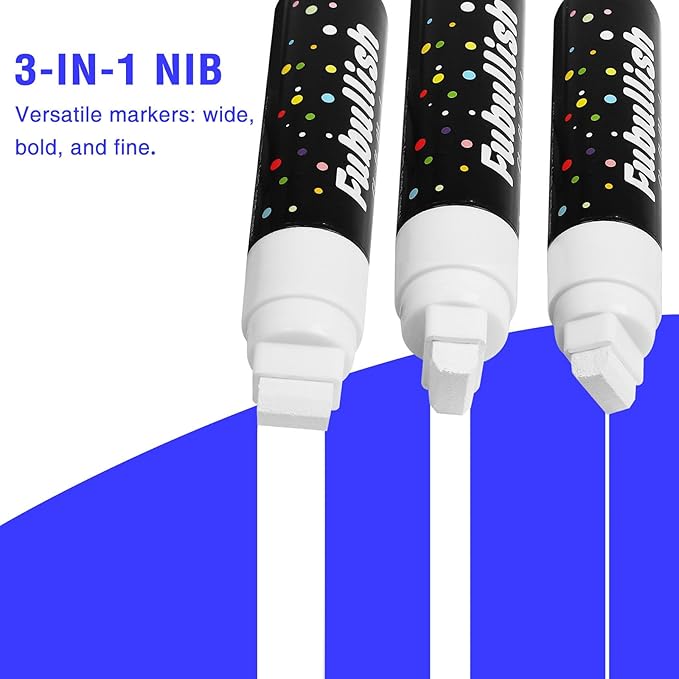 Window Chalk Markers for Cars 5 Pack Washable,White Paint Jumbo Liquid Chalk Marker with 15mm Thick Tips, Big Chalkboard Markers, Car Window Paint Markers Pen for Glass, Auto, Bistro, Mirror, Poster