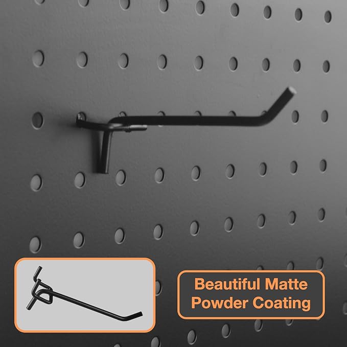 G.CORE 24-Pack Pegboard Hooks, 2" 4" Peg Board Tool Utility Hangers Fit 1/4" Pegboards, Heavy Duty Metal Shelving Brackets, Wall Organizers and Storage for Craft Room Garage Workbench Office (Black)