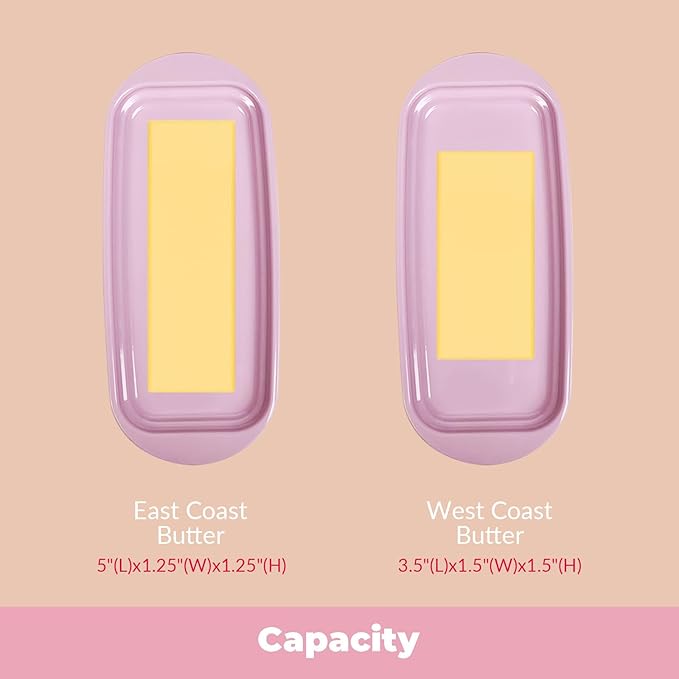 Butter Dish with Lid and Knife , Durable Countertop & Fridge Butter Keeper, Melamine Butter Container Valentine’s Gift, XOXO Design – Pink