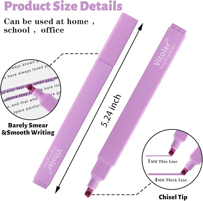 Vitoler Bible Highlighters,8 Colors Cute Highlighters with Chisel Tip for Bible Accessories School Office Supplies