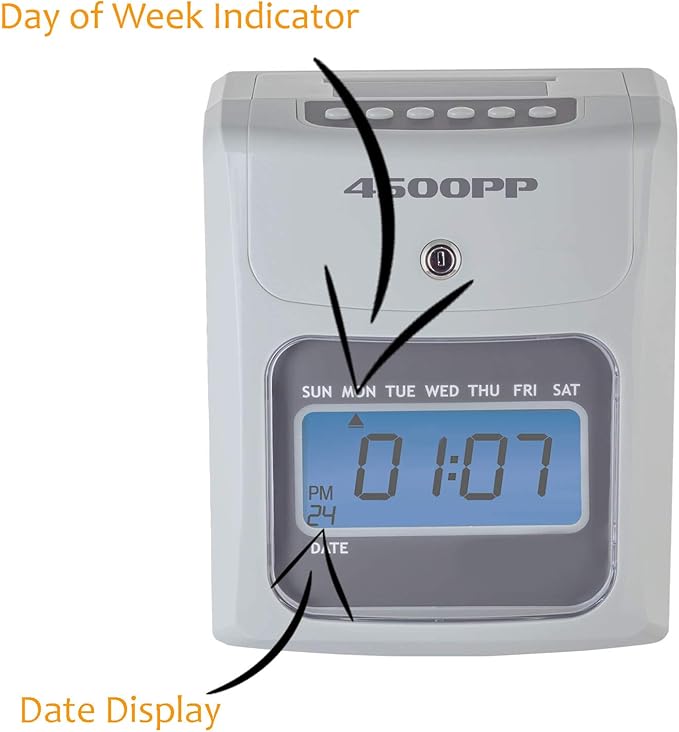Nile Products - 4500PP Electronic Calculating Time Clock, Employees in/Out Time Tracker, Small Business Punch Pack Bundle Includes: 25 Time Cards,1 Ink Ribbon and 2 Security Keys