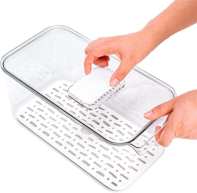 Large Lettuce Keeper Crisper, Vegetable Salad Storage Containers for Fridge, Refrigerator Food Storage Container, Berry Bins 5700 ml - Pack of 2