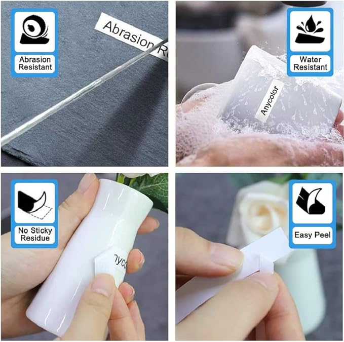 Anycolor 6-Pack Compatible with Brother P Touch TZe TZ Label Tape 12mm 0.47 Laminated (White/Clear/Red/Blue/Yellow/Green) for Ptouch PT-D210 PT-H110 PT-D220 PTD400 PTD410 Label Maker