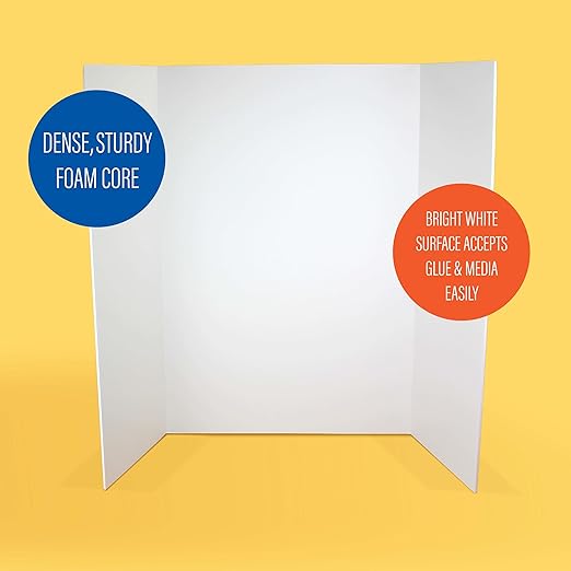 Flipside Products 36” x 48” Foam Project Boards for Presentations, Science Fair, School Projects, Event Displays and Trifold Picture Board - White - 10 Pack